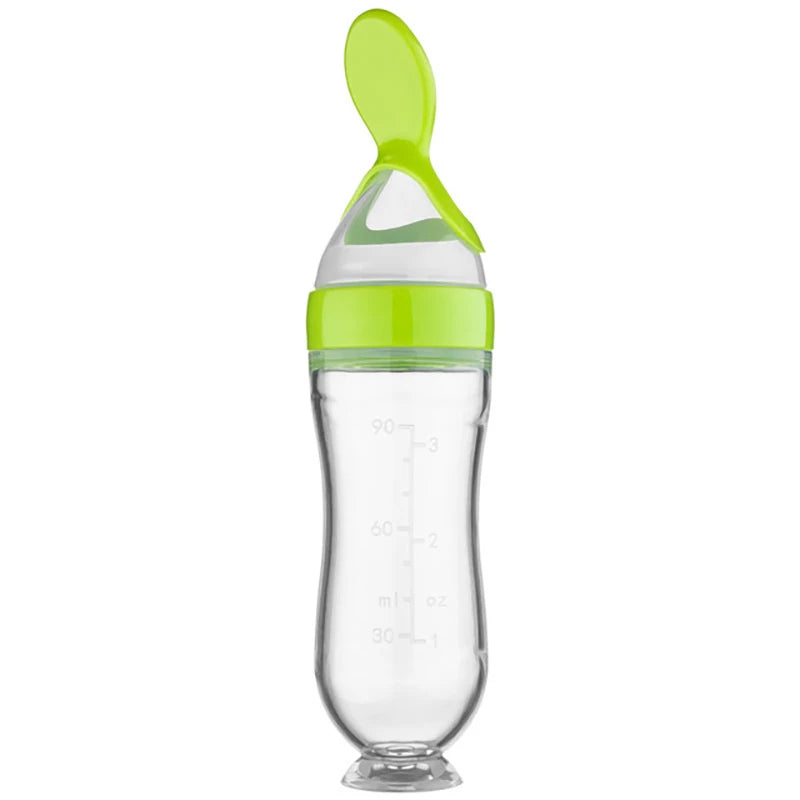 Squeezing Feeding Bottle Silicone Newborn Baby Training Rice Cereal Food Spoon Supplement Feeder Safe Useful Tableware For Kids