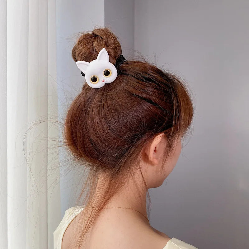 2023 New Women Cute Cat Rubber Bands Elastic Hair Bands Korean Headwear Children For Girls Lovely Hair Accessories Ornaments