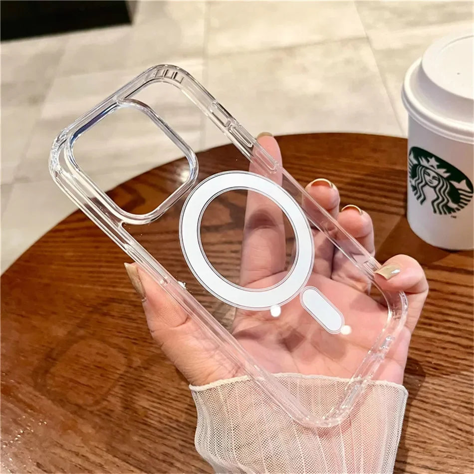 Magsafe Wireless Charging Phone Case For iPhone 17 16 16E 15 14 13 12 11 Plus Pro Max XR Shockproof Magnetic Transparent Cover