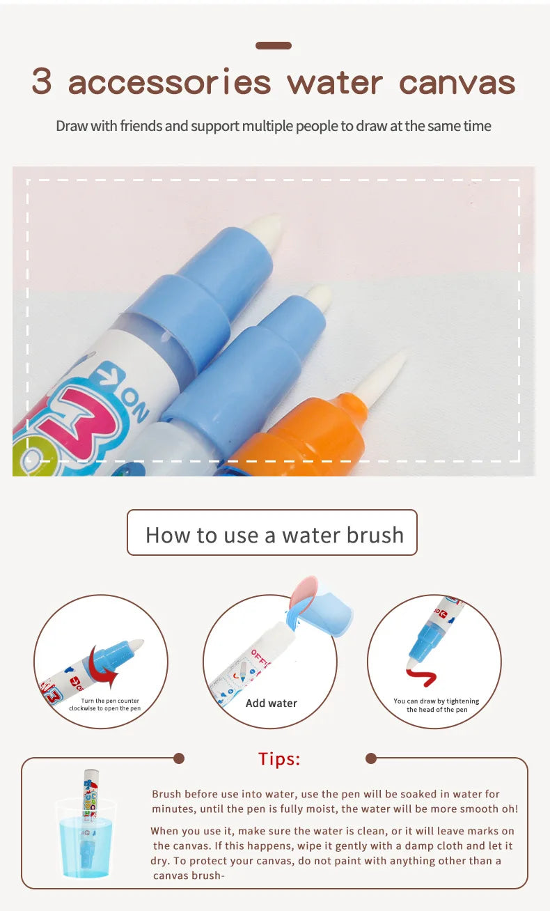 Coolplay Magic Water Drawing Mat Coloring Doodle Mat with Magic Pens Montessori Toys Painting Board Educational Toys for Kids