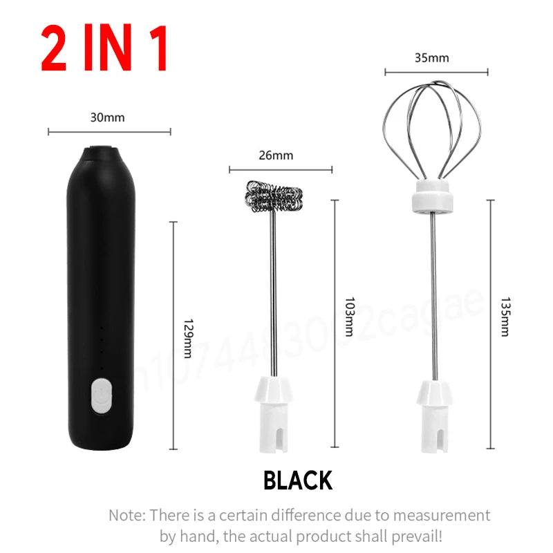 Electric Milk Frother 2 In 1 Rechargeable Blender Stainless Steel 3 Speeds Coffee Mixer Egg Beater Handheld Foam Maker Tools