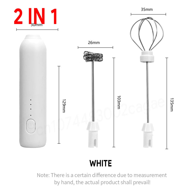 Electric Milk Frother 2 In 1 Rechargeable Blender Stainless Steel 3 Speeds Coffee Mixer Egg Beater Handheld Foam Maker Tools