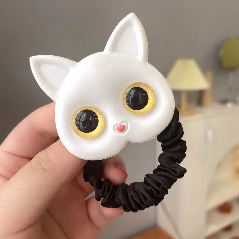 2023 New Women Cute Cat Rubber Bands Elastic Hair Bands Korean Headwear Children For Girls Lovely Hair Accessories Ornaments