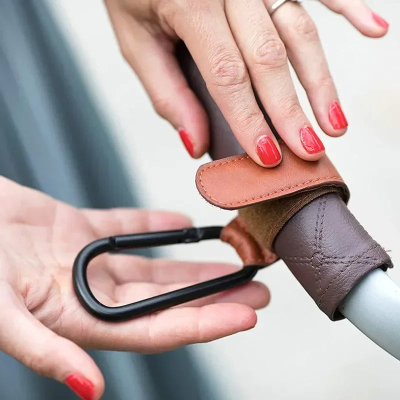 1/2pcs PU Leather Baby Bag Stroller Hook Pram Rotate 360 Degree Rotatable Cart Organizer Pram Hook Crochet Stroller Accessories