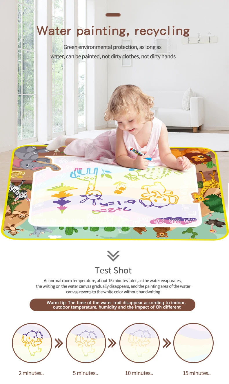 Coolplay Magic Water Drawing Mat Coloring Doodle Mat with Magic Pens Montessori Toys Painting Board Educational Toys for Kids