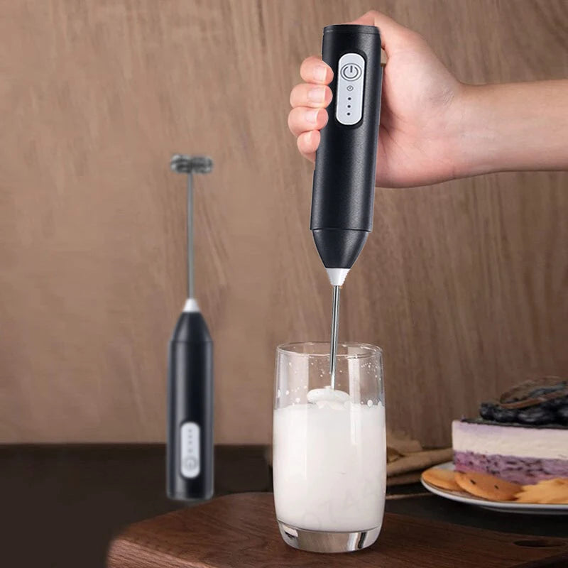 Electric Milk Frother 2 In 1 Rechargeable  Blender Stainless Steel 3 Speeds Coffee Mixer Egg Beater Handheld Foam Maker Tools