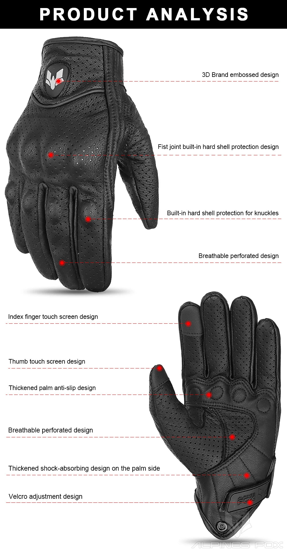 2023 Summer New Vintage Leather Motorcycle Gloves Men Black Wear-resistant Guantes Touchscreen Anti-slip Retro Motobiker Luvas