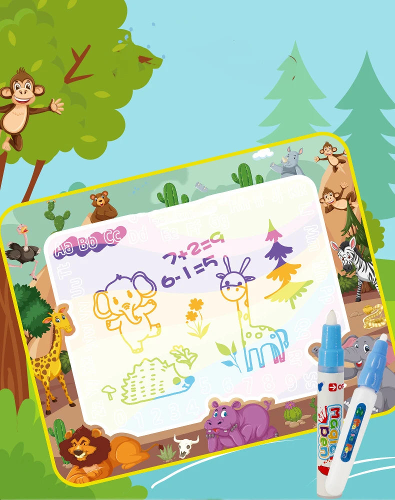 Coolplay Magic Water Drawing Mat Coloring Doodle Mat with Magic Pens Montessori Toys Painting Board Educational Toys for Kids