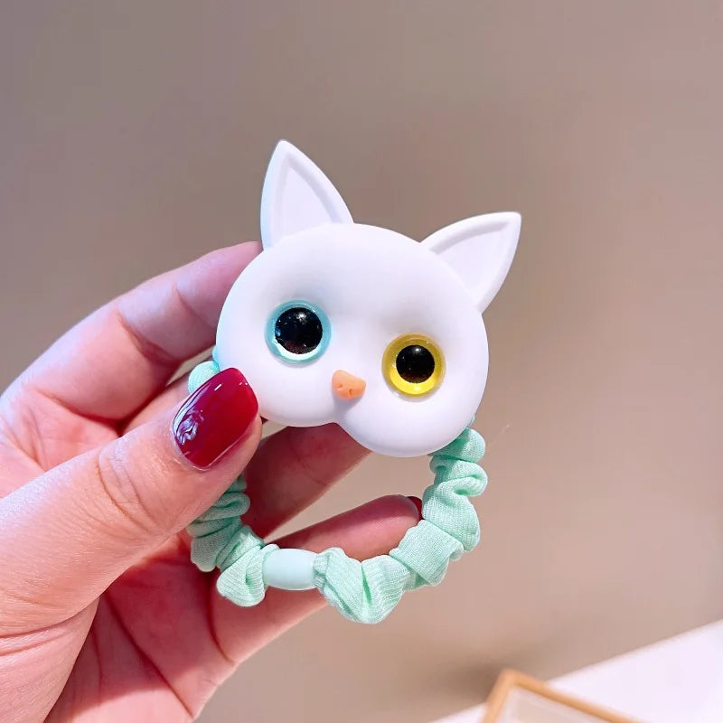 2023 New Women Cute Cat Rubber Bands Elastic Hair Bands Korean Headwear Children For Girls Lovely Hair Accessories Ornaments
