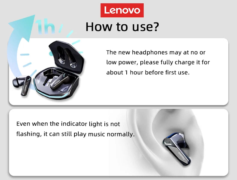 Lenovo GM2 Pro Bluetooth 5.3 Earphones Sports Headset Wireless In-Ear Gaming Low Latency Dual Mode Music Headphones New