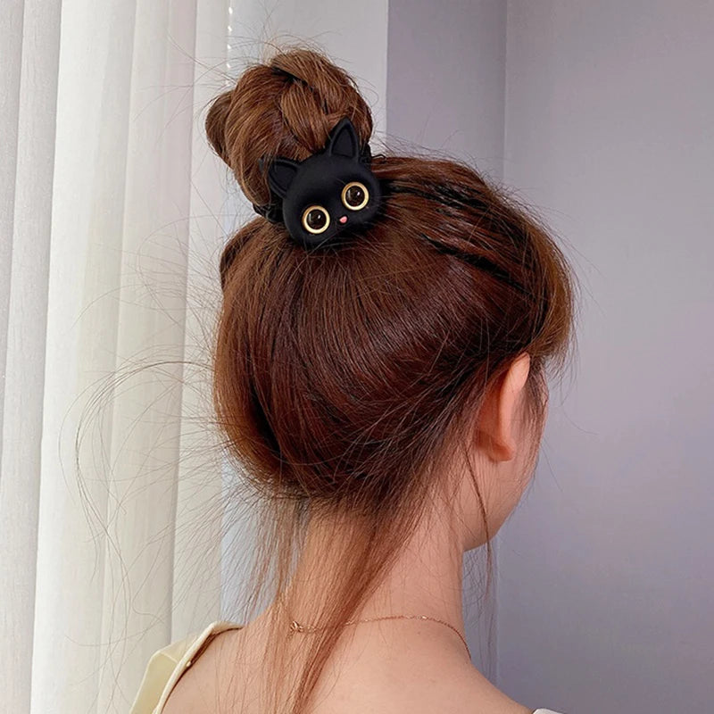 2023 New Women Cute Cat Rubber Bands Elastic Hair Bands Korean Headwear Children For Girls Lovely Hair Accessories Ornaments