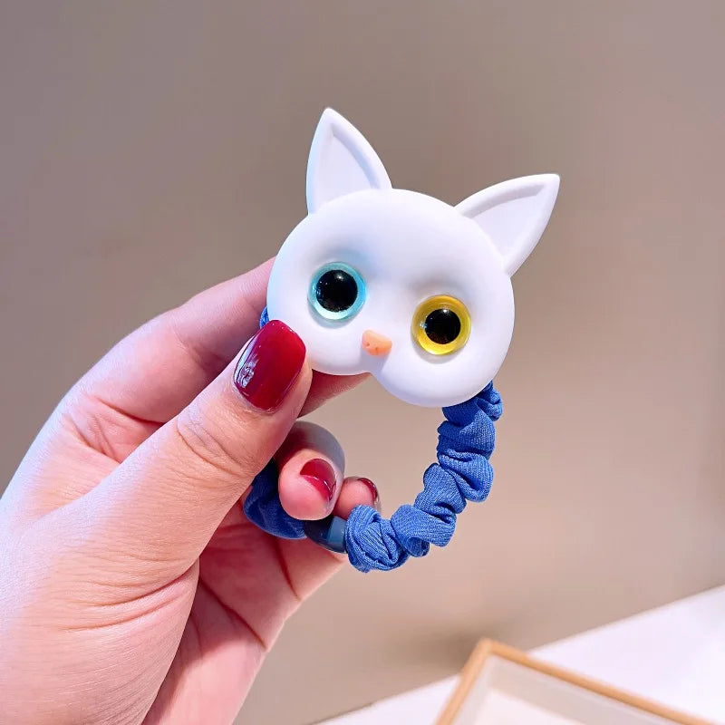 2023 New Women Cute Cat Rubber Bands Elastic Hair Bands Korean Headwear Children For Girls Lovely Hair Accessories Ornaments