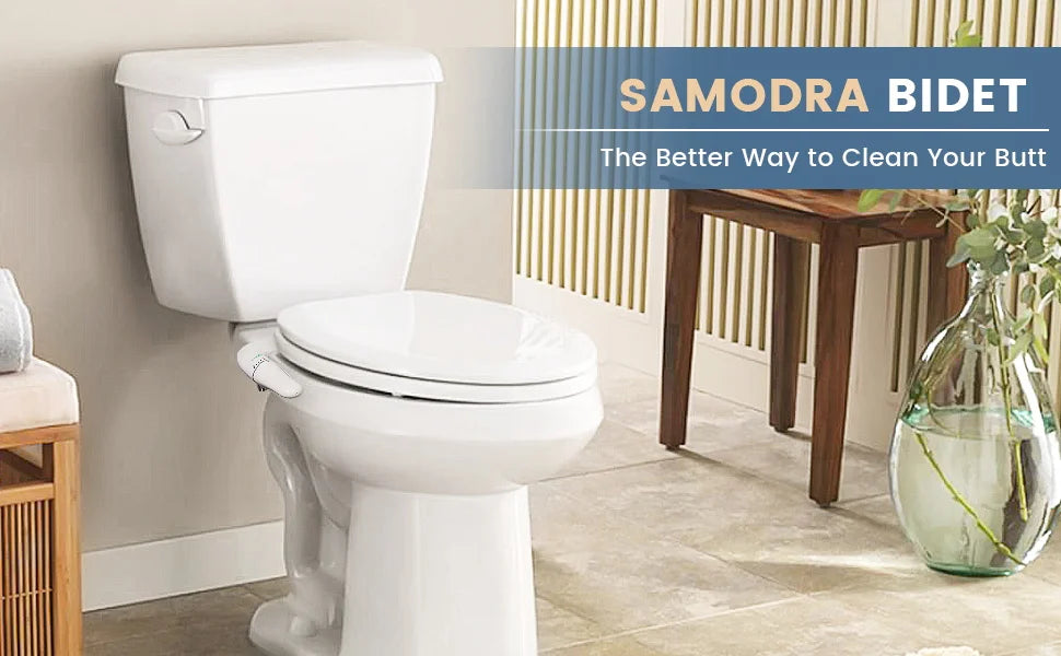 SAMODRA Ultra Slim Bidet Attachment for Toilet Seat - Dual Nozzle, Adjustable Water Pressure, Non-Electric Ass Sprayer