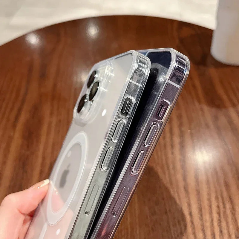 Magsafe Wireless Charging Phone Case For iPhone 17 16 16E 15 14 13 12 11 Plus Pro Max XR Shockproof Magnetic Transparent Cover