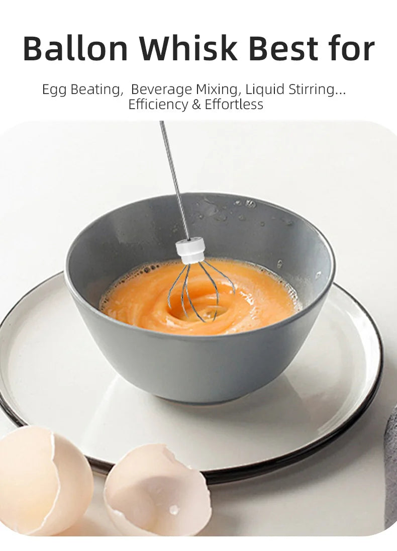 Electric Milk Frother 2 In 1 Rechargeable  Blender Stainless Steel 3 Speeds Coffee Mixer Egg Beater Handheld Foam Maker Tools