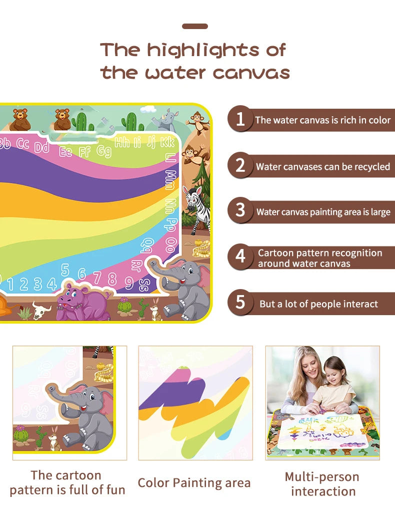 Coolplay Magic Water Drawing Mat Coloring Doodle Mat with Magic Pens Montessori Toys Painting Board Educational Toys for Kids
