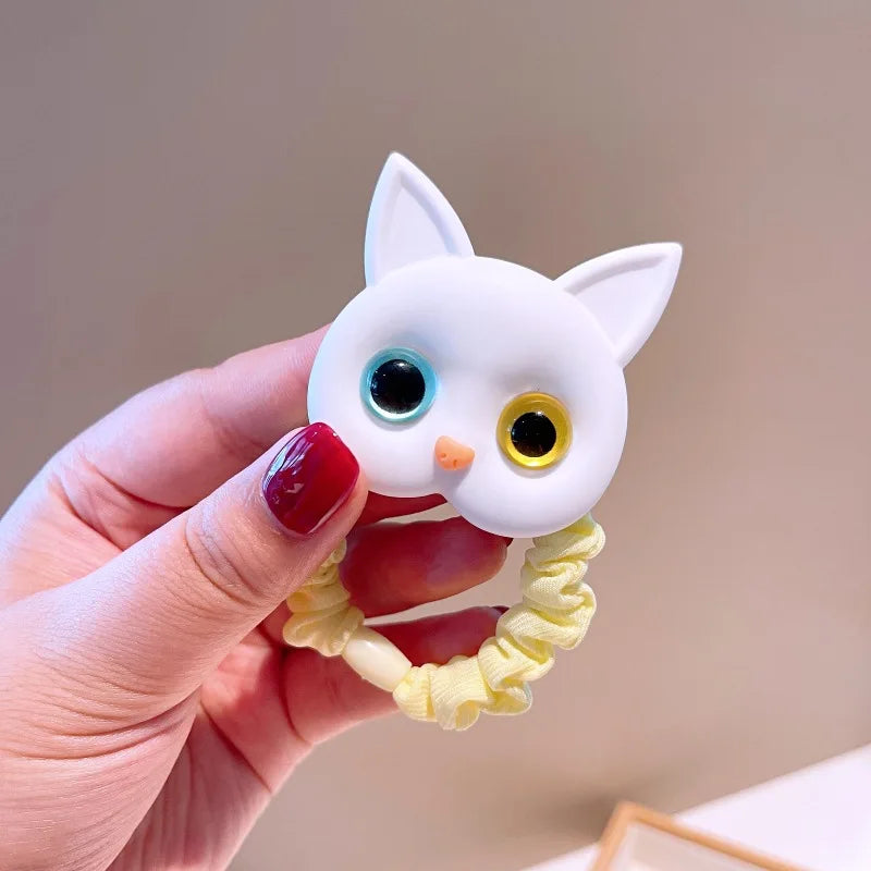 2023 New Women Cute Cat Rubber Bands Elastic Hair Bands Korean Headwear Children For Girls Lovely Hair Accessories Ornaments