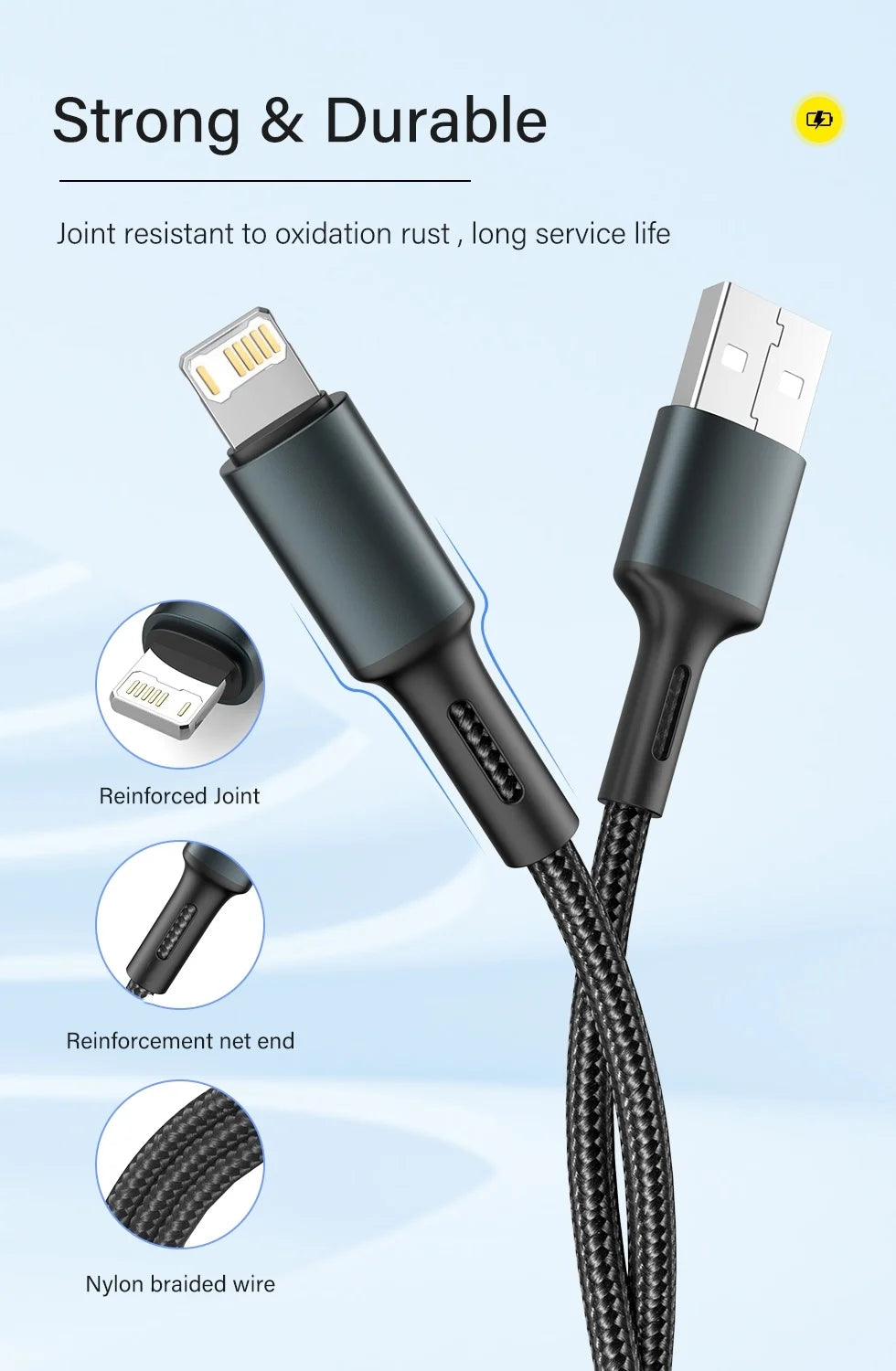 3A USB Cable For iPhone 14 13 12 11 Pro Max X XR 6s 7 8 Plus 0.25m 1m 2m Lead Mobile Phone Fast Charging Cord Data Charger Wire