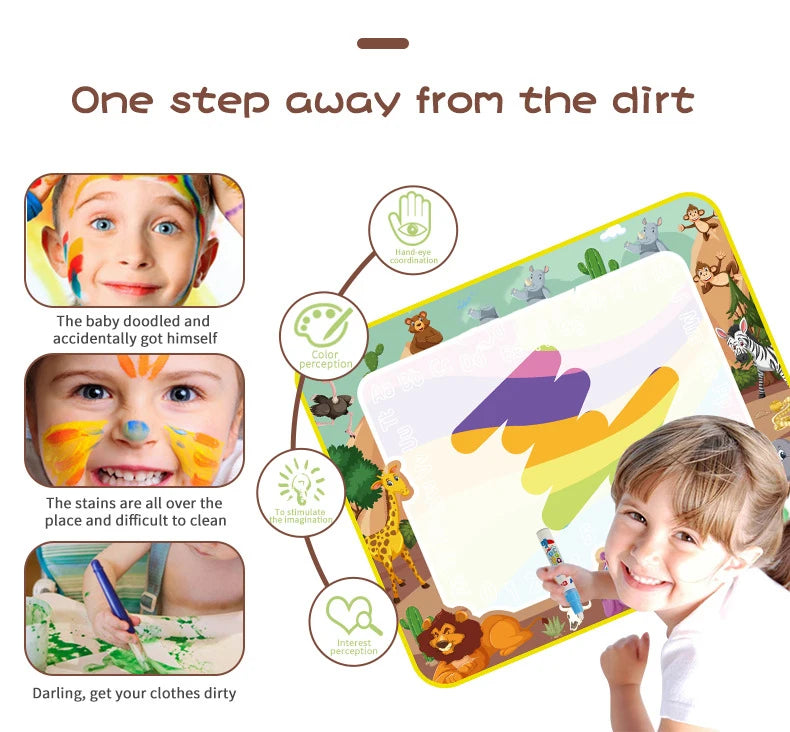 Coolplay Magic Water Drawing Mat Coloring Doodle Mat with Magic Pens Montessori Toys Painting Board Educational Toys for Kids
