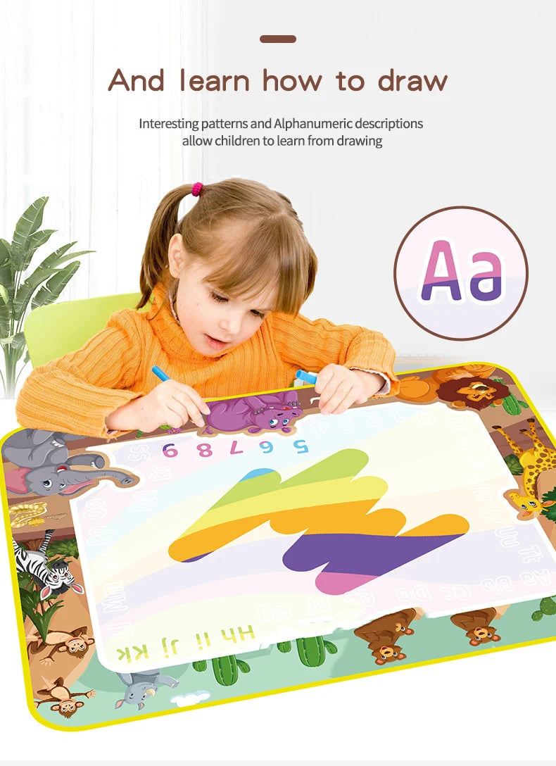 Coolplay Magic Water Drawing Mat Coloring Doodle Mat with Magic Pens Montessori Toys Painting Board Educational Toys for Kids