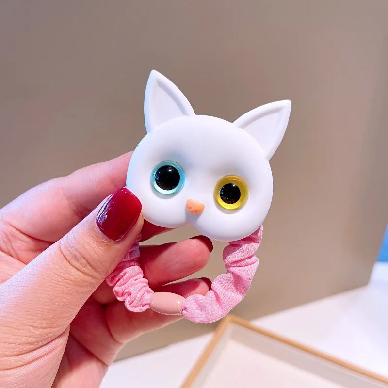 2023 New Women Cute Cat Rubber Bands Elastic Hair Bands Korean Headwear Children For Girls Lovely Hair Accessories Ornaments