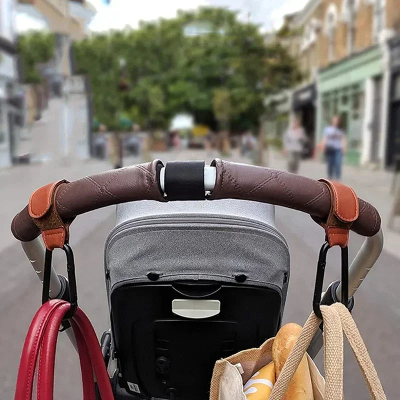 1/2pcs PU Leather Baby Bag Stroller Hook Pram Rotate 360 Degree Rotatable Cart Organizer Pram Hook Crochet Stroller Accessories