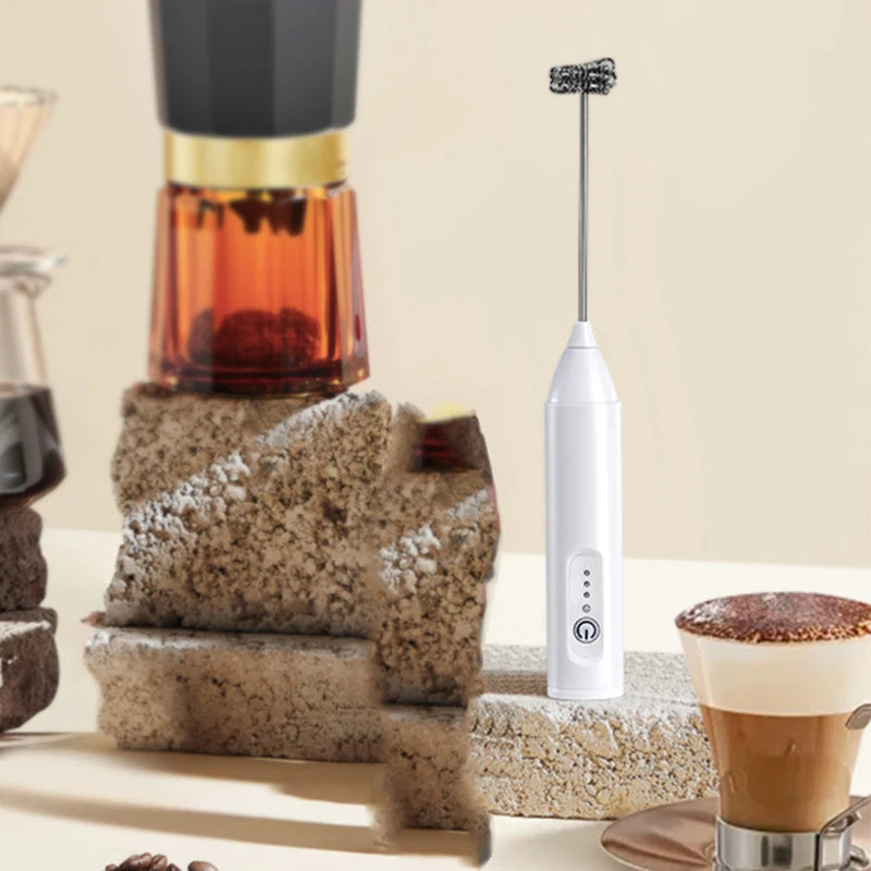 Electric Milk Frother 2 In 1 Rechargeable  Blender Stainless Steel 3 Speeds Coffee Mixer Egg Beater Handheld Foam Maker Tools