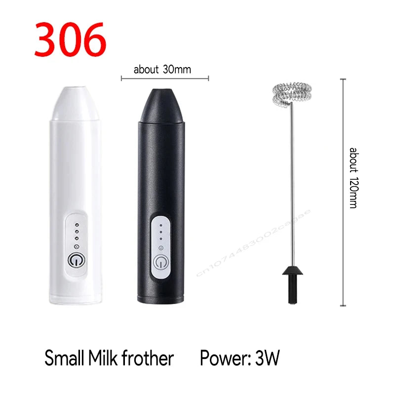 Electric Milk Frother 2 In 1 Rechargeable  Blender Stainless Steel 3 Speeds Coffee Mixer Egg Beater Handheld Foam Maker Tools