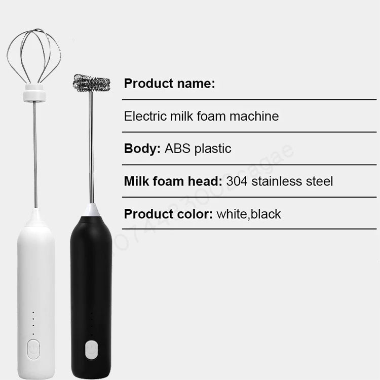 Electric Milk Frother 2 In 1 Rechargeable  Blender Stainless Steel 3 Speeds Coffee Mixer Egg Beater Handheld Foam Maker Tools
