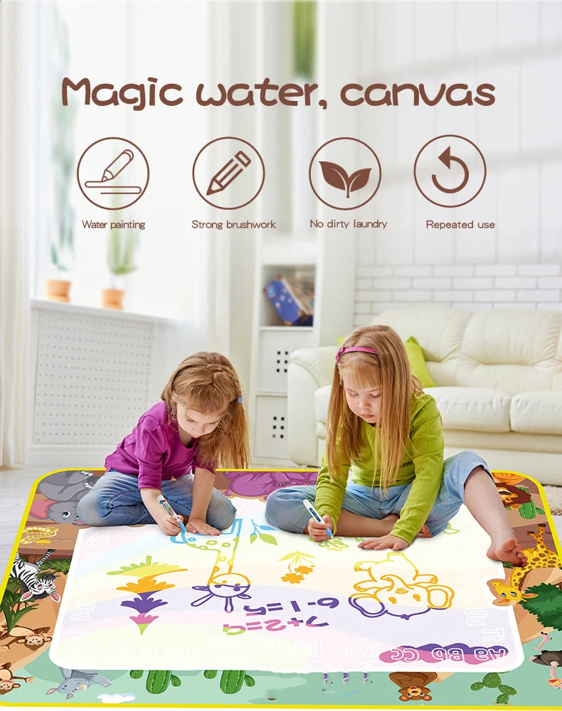 Coolplay Magic Water Drawing Mat Coloring Doodle Mat with Magic Pens Montessori Toys Painting Board Educational Toys for Kids