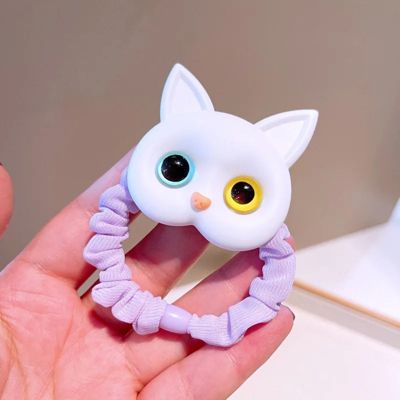 2023 New Women Cute Cat Rubber Bands Elastic Hair Bands Korean Headwear Children For Girls Lovely Hair Accessories Ornaments