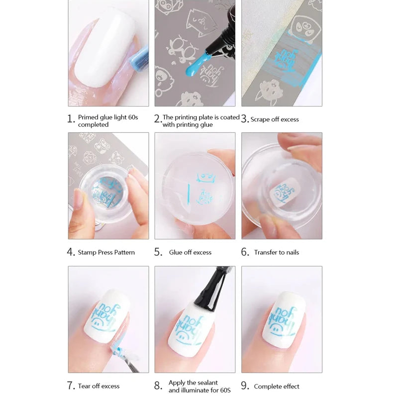 1pcs Transparent Silicone Nail Art Stamping Kit French Design For Manicure Plate Stamp Polish Seal Two Side Stamper Scraper Tool