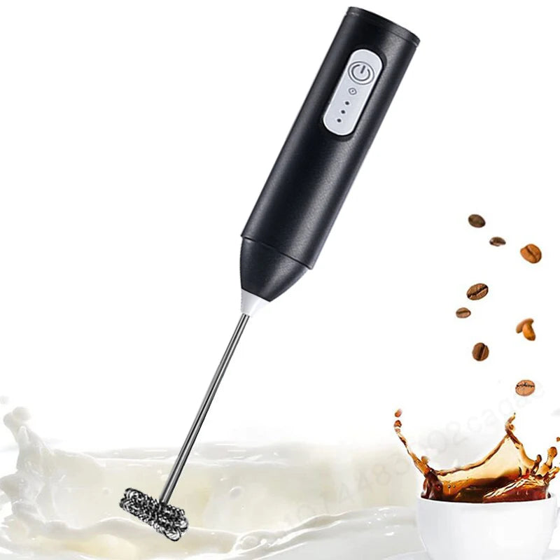 Electric Milk Frother 2 In 1 Rechargeable  Blender Stainless Steel 3 Speeds Coffee Mixer Egg Beater Handheld Foam Maker Tools
