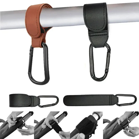 1/2pcs PU Leather Baby Bag Stroller Hook Pram Rotate 360 Degree Rotatable Cart Organizer Pram Hook Crochet Stroller Accessories